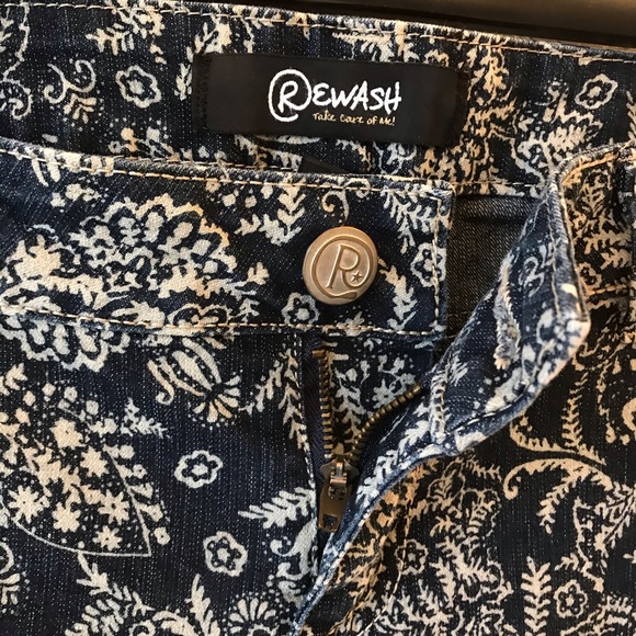 Rewash Denim Blue Jeans Womens Size 9 White Floral All Over Print - Picture 6 of 9